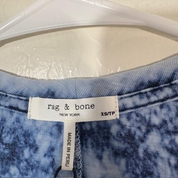 Rag & Bone Shirt Womens XS Blue Multi Slub Tie Dye Tee Pima Cotton NWT - Picture 3 of 9